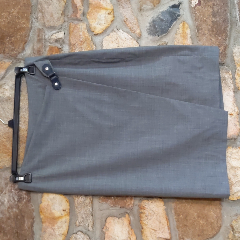 Lafayette 148 virgin wool Gray Faux Wrap Skirt